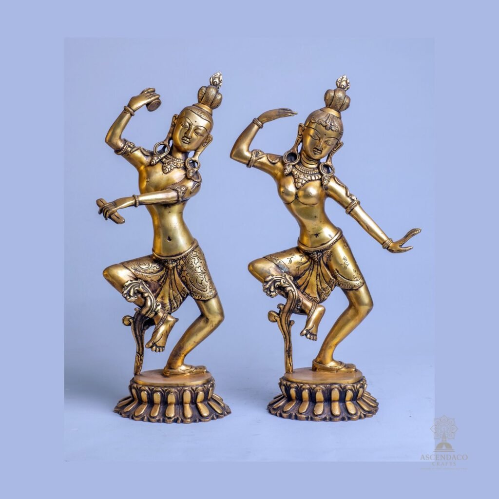Dancing Shiva & Parvati — Handcrafted Brass Dancing Pair (Set of 2)
