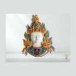 Green Tara Wall Mask — Hand-Painted Resin with Stone-Chip Inlay (15″)