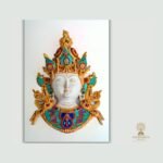 Green Tara Wall Mask — Hand-Painted Resin with Stone-Chip Inlay (15″)