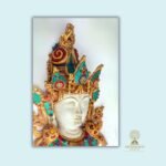 Green Tara Wall Mask — Hand-Painted Resin with Stone-Chip Inlay (15″)