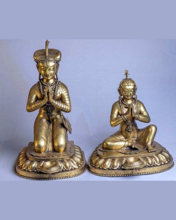 Bhupatindra Malla King & Queen — Gilt Royal Statue Set of 2