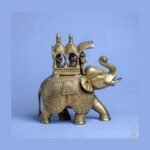 Riding Elephant Statue — Handcrafted White-Metal Sculpture