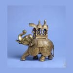 Riding Elephant Statue — Handcrafted White-Metal Sculpture