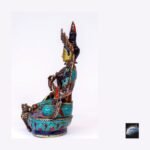 Manjushree & Buddha Bronze Statue Set — Lapis, Turquoise & Coral Inlay