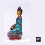 Manjushree & Buddha Bronze Statue Set — Lapis, Turquoise & Coral Inlay