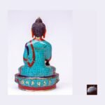 Manjushree & Buddha Bronze Statue Set — Lapis, Turquoise & Coral Inlay