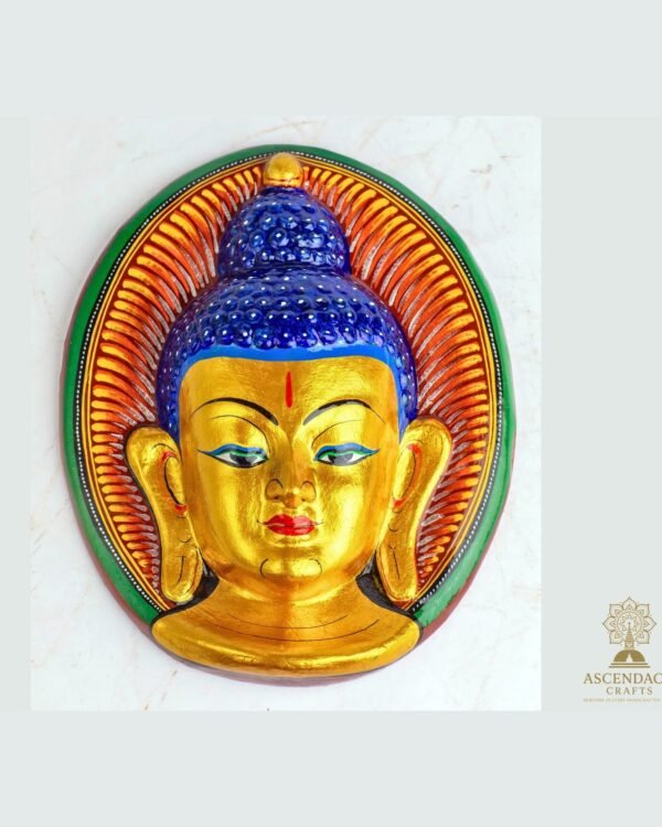 Enlightened Buddha Mask — Handmade Papier-Mâché Wall Art (12")