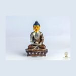 Gold-Plated Copper Buddha Statue — Stone-Chip Inlay (9″)