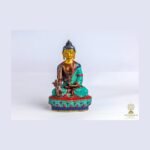 Gold-Plated Copper Buddha Statue — Stone-Chip Inlay (9″)