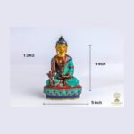 Gold-Plated Copper Buddha Statue — Stone-Chip Inlay (9″)