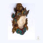 Tara Wall Mask — Hand-Painted Resin with Stone-Chip Inlay (12″)