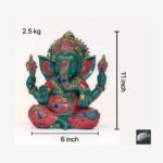 Resin Ganesh Statue — Lapis, Turquoise & Coral Inlay (11″)
