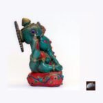 Resin Ganesh Statue — Lapis, Turquoise & Coral Inlay (11″)