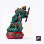 Resin Ganesh Statue — Lapis, Turquoise & Coral Inlay (11″)