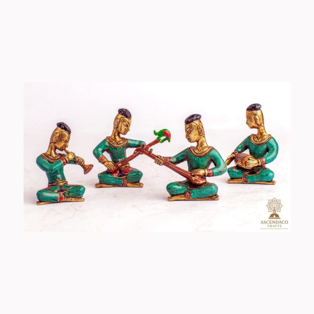 Musician Band — Handcrafted Brass & Stonework Figurine Set