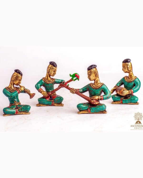 Musician Band — Handcrafted Brass & Stonework Figurine Set