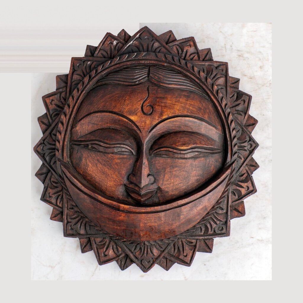 Wooden Surya (Sun) Wall Disc — Hand-Carved Set of 2