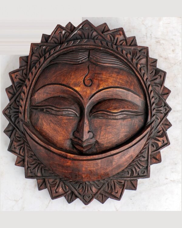 Wooden Surya (Sun) Wall Disc — Hand-Carved Set of 2