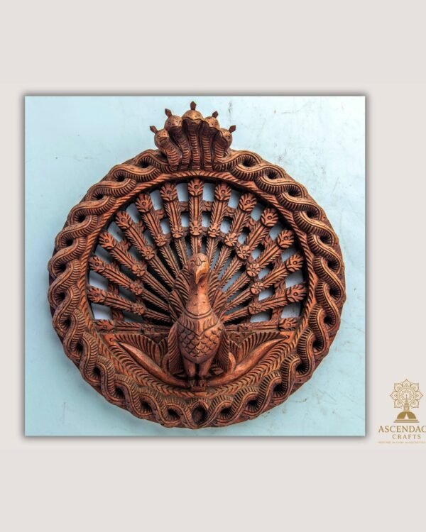 Hand-Carved Wooden Peacock Wall Art — Newari Carving from Nepal