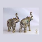 Jewelled Elephant Statue — White-Metal with Stone Inlay
