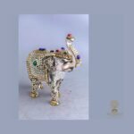Jewelled Elephant Statue — White-Metal with Stone Inlay