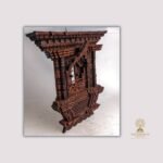 Hand-Carved Wooden Jharokha Window Frame — Newari Temple Wall Décor from Nepal