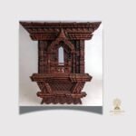 Hand-Carved Wooden Jharokha Window Frame — Newari Temple Wall Décor from Nepal