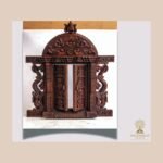 Hand-Carved Wooden Jharokha Window Frame — Newari Temple Wall Décor from Nepal