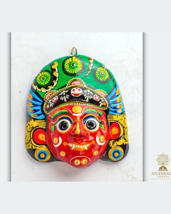 Large Nepali Deity Mask — Handmade Papier-Mâché Wall Art (11")