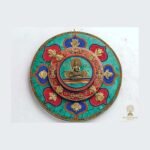 Tibetan Mandala Wall Plate — Buddha, Turquoise & Coral Inlay (10″)