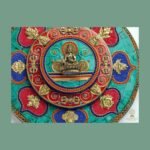 Tibetan Mandala Wall Plate — Buddha, Turquoise & Coral Inlay (10″)