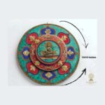 Tibetan Mandala Wall Plate — Buddha, Turquoise & Coral Inlay (10″)