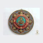 Tibetan Mandala Wall Plate — Buddha, Turquoise & Coral Inlay (10″)