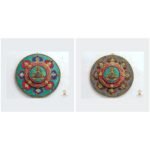 Tibetan Mandala Wall Plate — Buddha, Turquoise & Coral Inlay (10″)