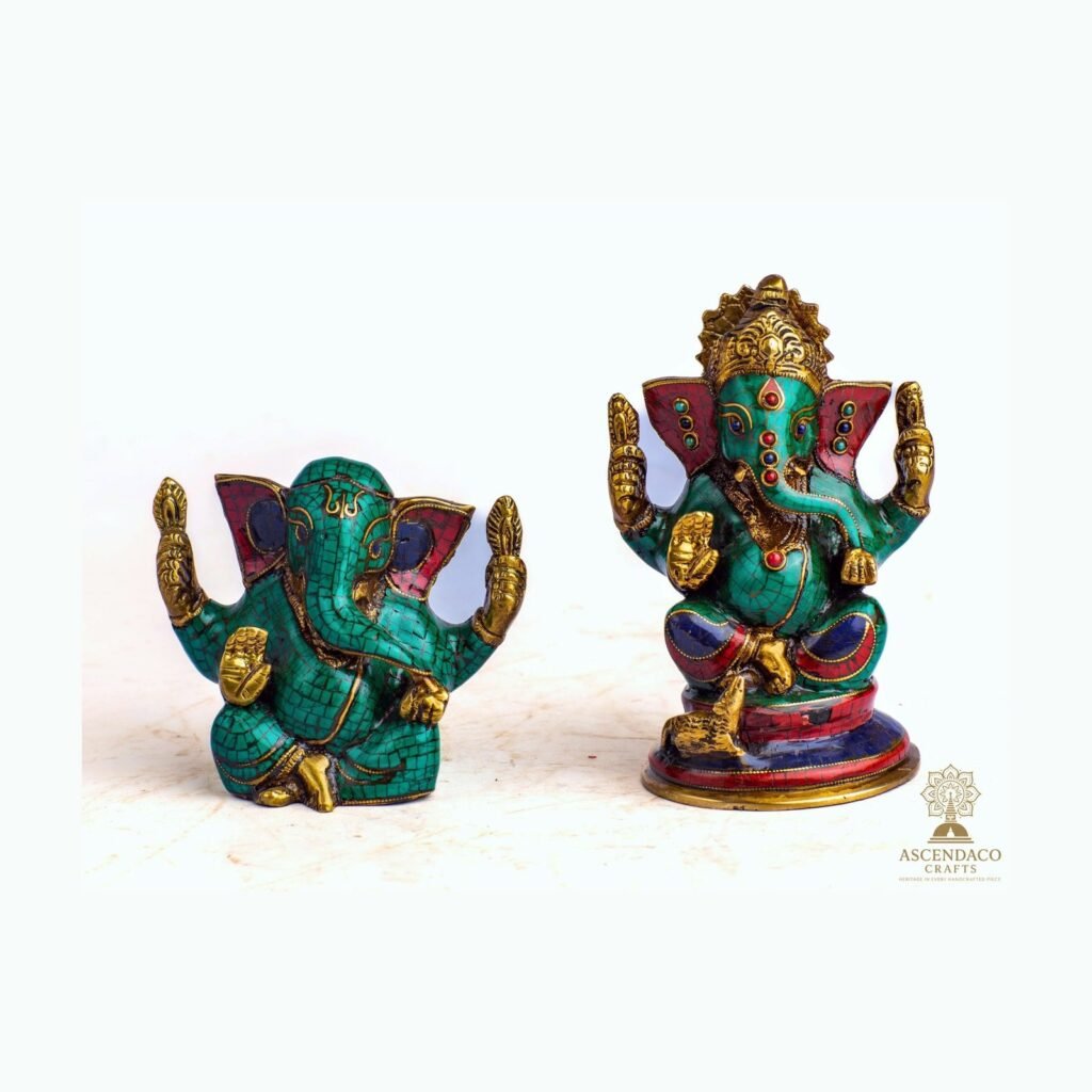 Resin Ganesha Statue — Stone-Chip Inlay