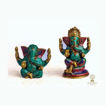 Resin Ganesha Statue — Stone-Chip Inlay