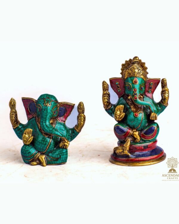 Resin Ganesha Statue — Stone-Chip Inlay