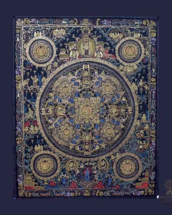 Antique Traditional Mandala Thangka — Hand-Painted Tibetan Buddhist Art