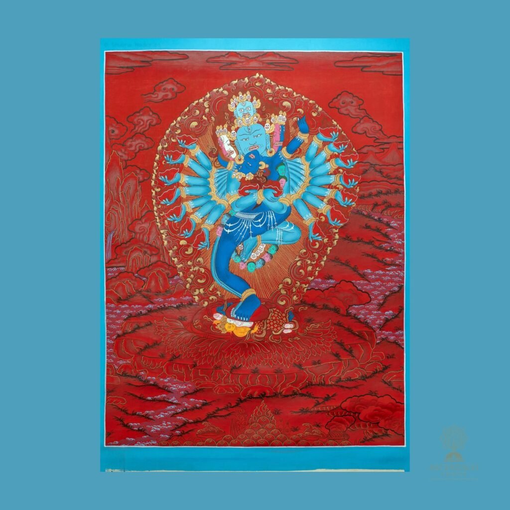 Hevajra And His Consort Nairatmya Thangka — Hand-Painted Tibetan Buddhist Art
