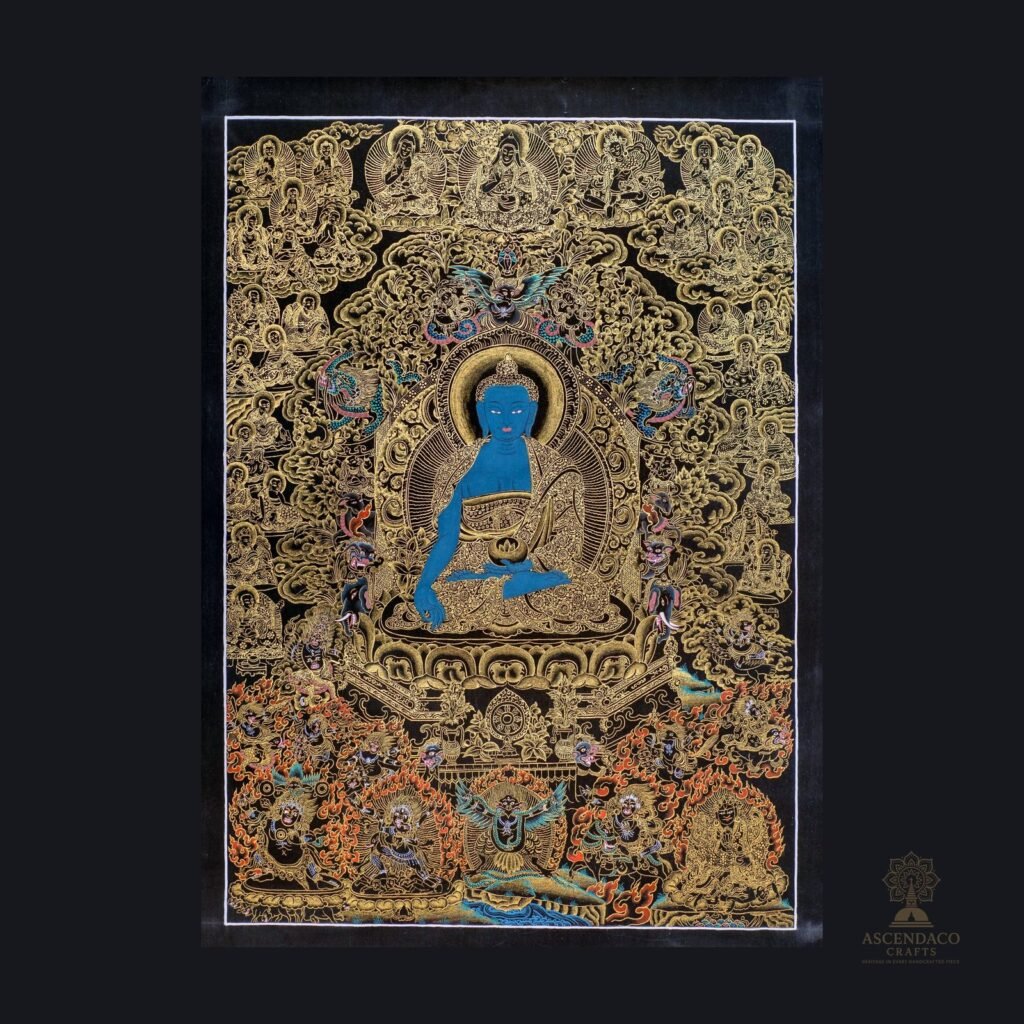 Medicine Buddha (Healing Buddha ) Thangka — Hand-Painted Tibetan Buddhist Art