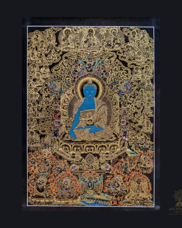 Medicine Buddha (Healing Buddha ) Thangka — Hand-Painted Tibetan Buddhist Art