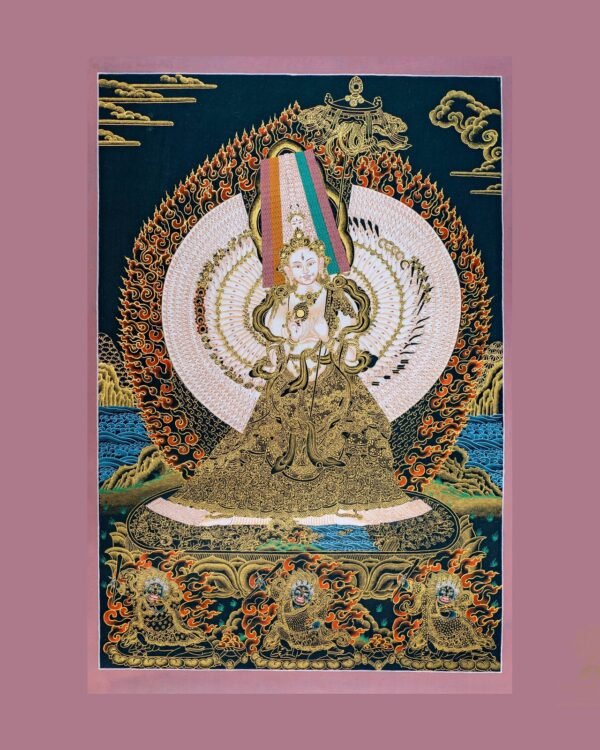 Dhukar Thangka (Ushnisha Sitatapatra) In Sanskrit Thangka — Hand-Painted Tibetan Buddhist Art