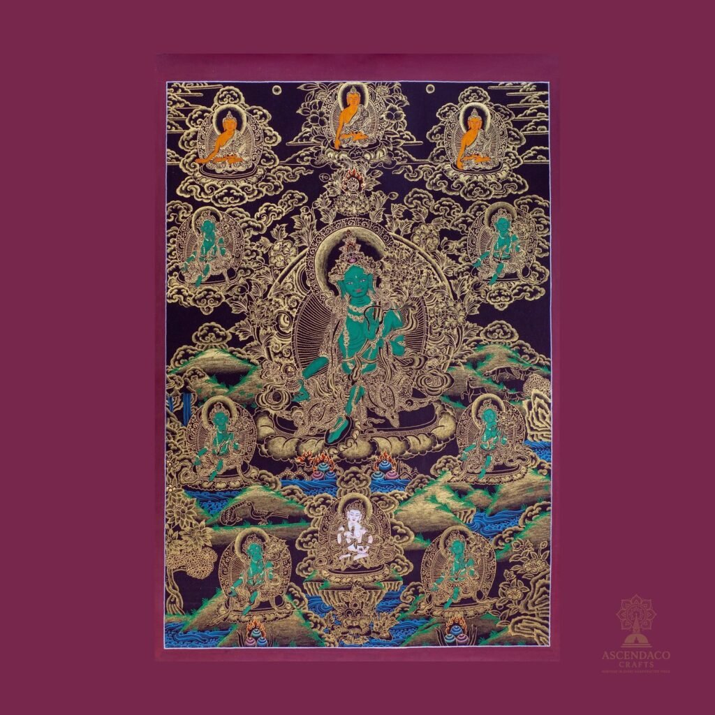Green Tara Thangka Thangka — Hand-Painted Tibetan Buddhist Art