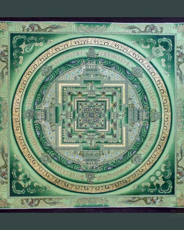 Border Kalachakra Mandala Thangka — Hand-Painted Tibetan Buddhist Art