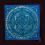 Silver Kalachakra Mandala Thangka — Hand-Painted Tibetan Buddhist Art