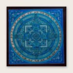 Silver Kalachakra Mandala Thangka — Hand-Painted Tibetan Buddhist Art
