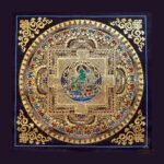 Green Tara Black Mandala Thangka — Hand-Painted Tibetan Buddhist Art