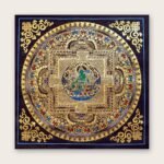 Green Tara Black Mandala Thangka — Hand-Painted Tibetan Buddhist Art