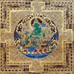 Green Tara Black Mandala Thangka — Hand-Painted Tibetan Buddhist Art