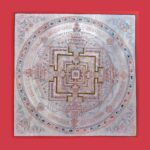 Silver Kalachakra Mandala Thangka — Hand-Painted Tibetan Buddhist Art